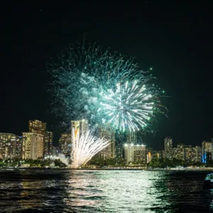 Sail under Waikiki’s night sky with fireworks display