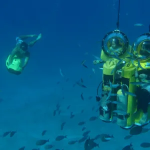 Underwater adventure with submarine scooter and seabob