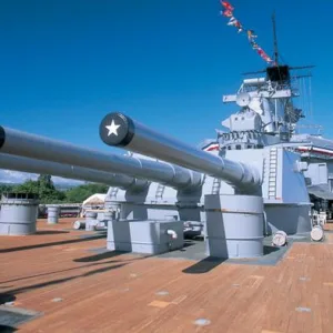 Historic Pearl Harbor site viewed from Waikiki beach
