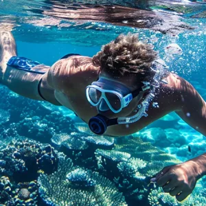 Couple enjoying private sail and snorkeling adventure