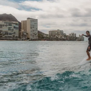 Professional surf lessons with Kai Sallas on pristine beach