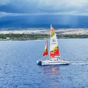 Kona tradewind day sail exploring Big Island coastlines