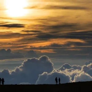 Spectacular Haleakala sunset viewed from mountain summit