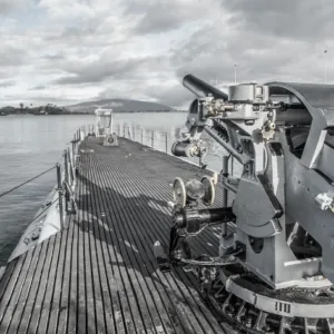 Historic WWII battleship docked at Pearl Harbor for tour