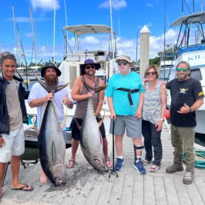 Group enjoying fishing charter on North Shore Oahu