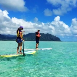 Stand up paddle board tour from Lanikai to Mokulua Islands