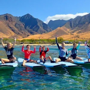 Happy large family enjoying scenic island tour views