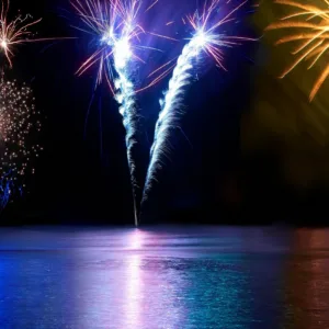 Fourth of July fireworks from Ma'alaea harbor cruise
