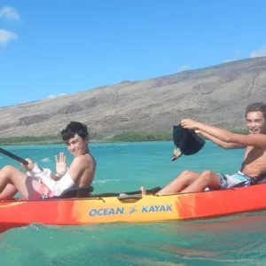 Kayakers and paddleboarders on a three mile downwind tour