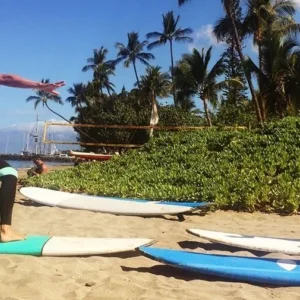 Family enjoying Ohana surf lesson together in Maui