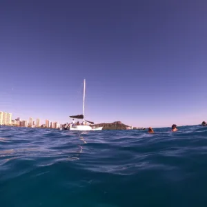 Scuba divers exploring vibrant coral reefs near Honolulu