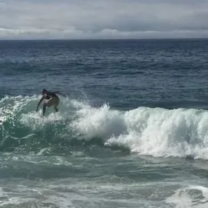 Surfer practicing skills during ninety minute lesson