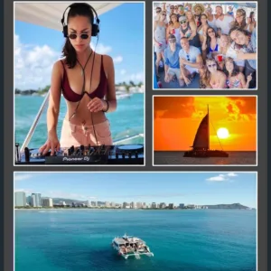 Guests enjoying a lively Sunday booze cruise from a hostel