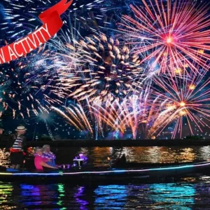 Enjoy fireworks from a gondola cruise in Waikiki at night