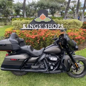 Close-up of a 2021 Ultra Limited motorcycle with navigation