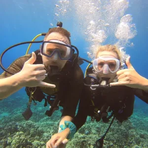 Black Rock shore dive with clear ocean water and rocky coastline