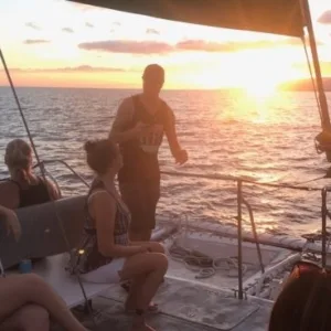 Sailing at Waikiki during a vibrant sunset hour