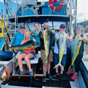 Small group aboard Bertram boat for Kauai island tour