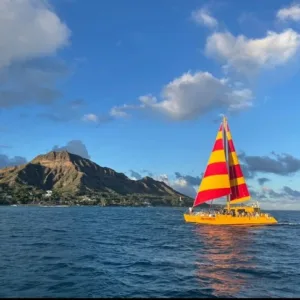 Sailing past Diamond Head on a Na Hoku boat