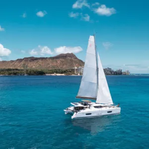 Small group cruising along Waikiki coastline