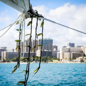 Morning sail ceremony with sunrise over Waikiki