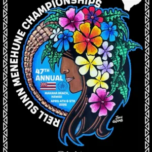 Surfers competing in Menehune Championship waves