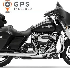 Harley Davidson Street Glide Touring Edition motorcycle in action