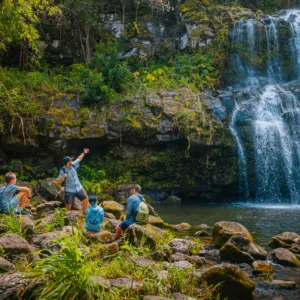 Family enjoying a private outing at Kohala waterfalls adventure