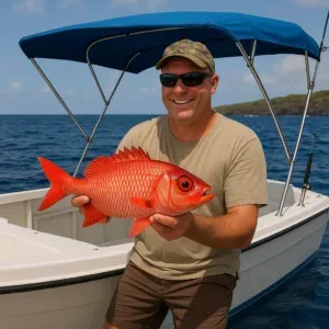 Fishermen casting lines during Kona in-shore fishing trip