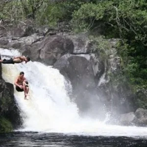 Private swim near a peaceful waterfall and river