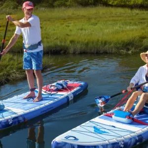 Hybrid stand-up paddleboard and kayak activity