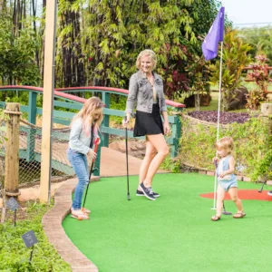 Mini golf course set among Hawaiian botanical gardens
