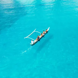 Ceremonial burial at sea with respectful participants