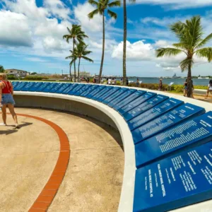 Historic battleship docked at Pearl Harbor memorial site