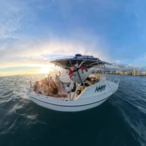 Private boat charter cruising on calm ocean waters