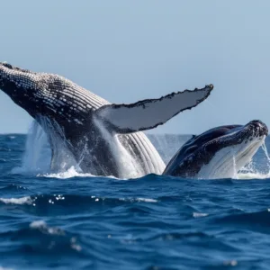 Small group enjoying whale watching on clear afternoon