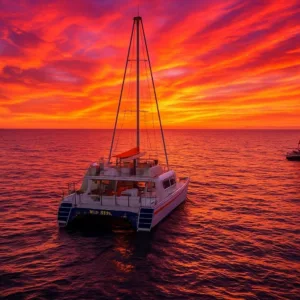 Couple enjoying a romantic sunset cruise on Valentine's Day