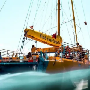 Snorkelers sailing through calm harbor waters near Waikiki