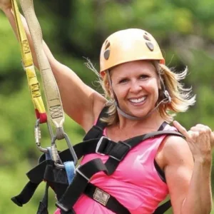 Zipline platform overlooking Kauai jungle and mountains