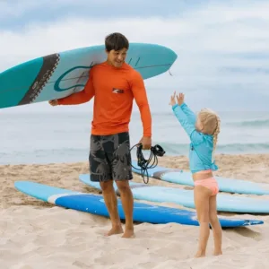 Surfboards and paddleboards available for rent indoors