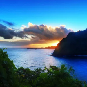 Scenic coastal road with lush greenery