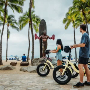 Electric bike parked near Diamond Head summit trail