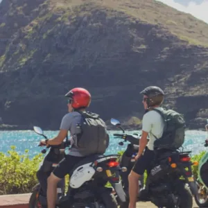 High-quality moped parked near Waikiki beach
