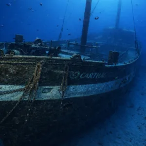 Wreck of the Carthaginian ship underwater