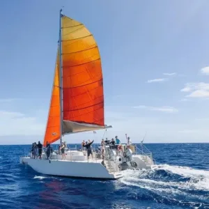 Sailboat cruising near Waikiki Natatorium War Memorial